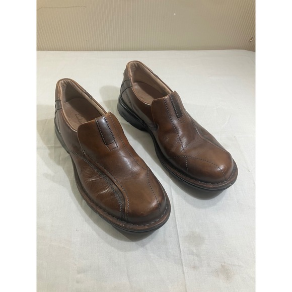 Clarks Other - Clarks Mens Brown Leather‎ Slip On Loafers Square Toe Shoes 70846 Size 8.5 M